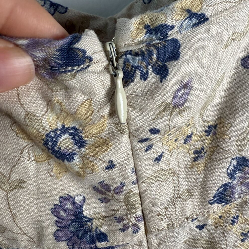 Gap Vintage Dress 100% Linen Floral Size 4 Y2K Cottagecore - Picture 7 of 8